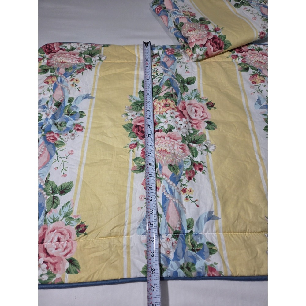 2 VTG Croscill Home Princess Standard Pillow Shams Shabby Floral Stripe Cottage - Picture 4 of 6